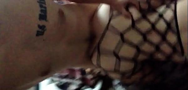  Amateur wife takes it from behind in fishnet bodystocking